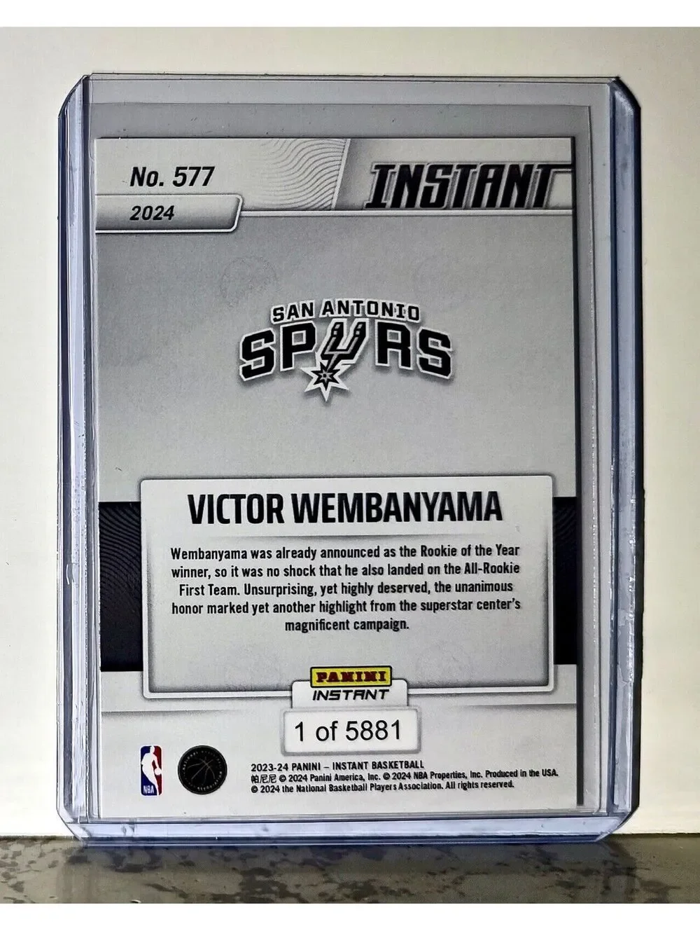 Victor Wembanyama 2023-24 Panini #577 NBA All-Rookie First Team Card 1 of 5881